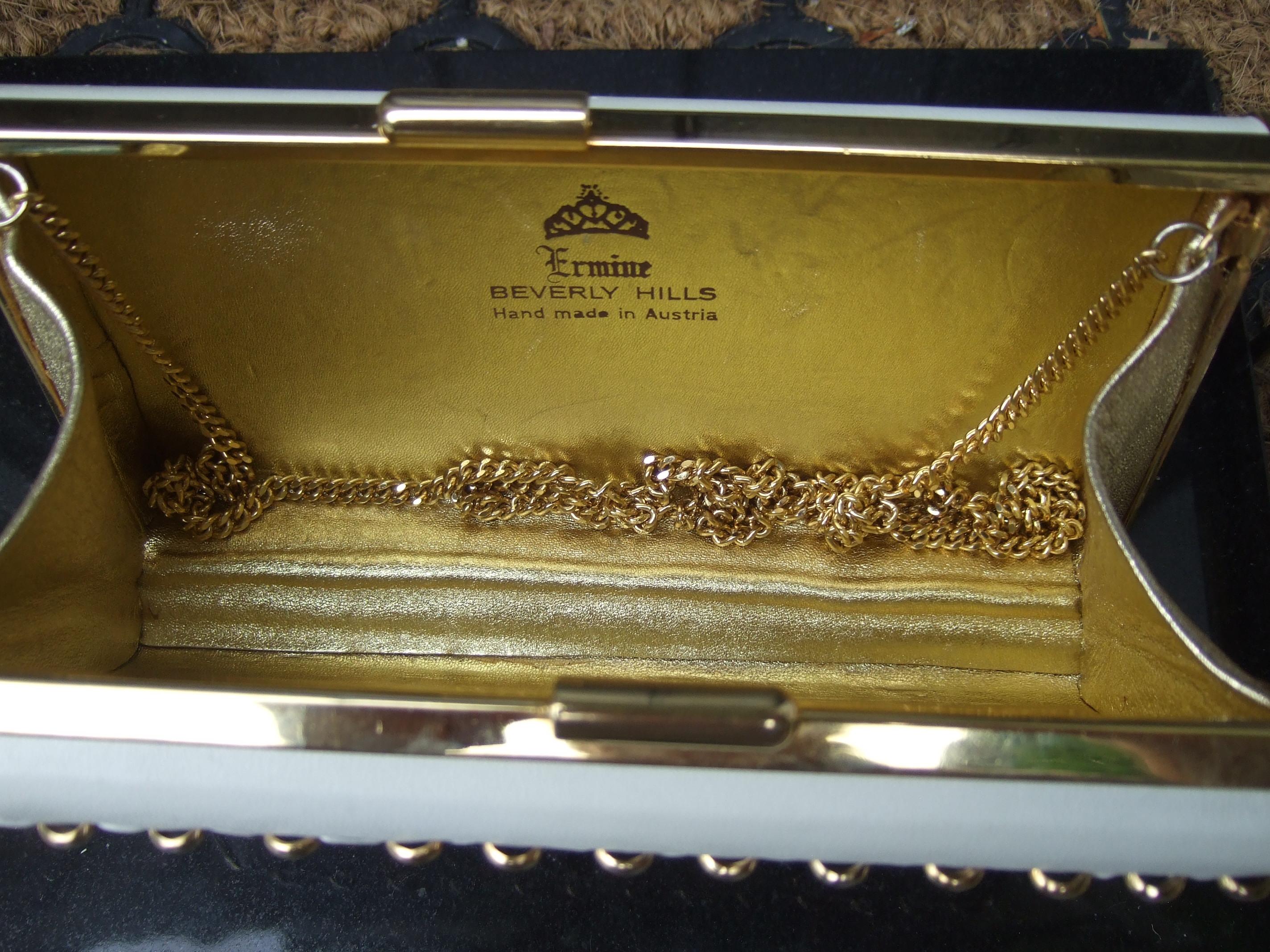 Crystal Leather Equine Minaudiere Clutch by Ermine Beverly Hills c 1980s 13