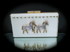 Crystal Leather Equine Minaudiere Clutch by Ermine Beverly Hills c 1980s