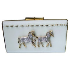 Crystal Leather Equine Minaudiere Clutch by Ermine Beverly Hills c 1980s