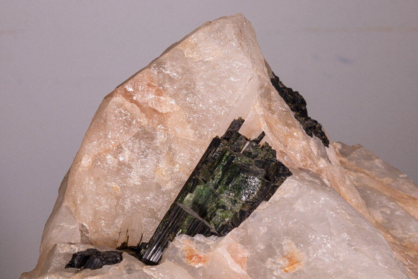 20th Century Crystal Lepidolite Geode w Tourmaline Vintage Mineral Specimen For Sale