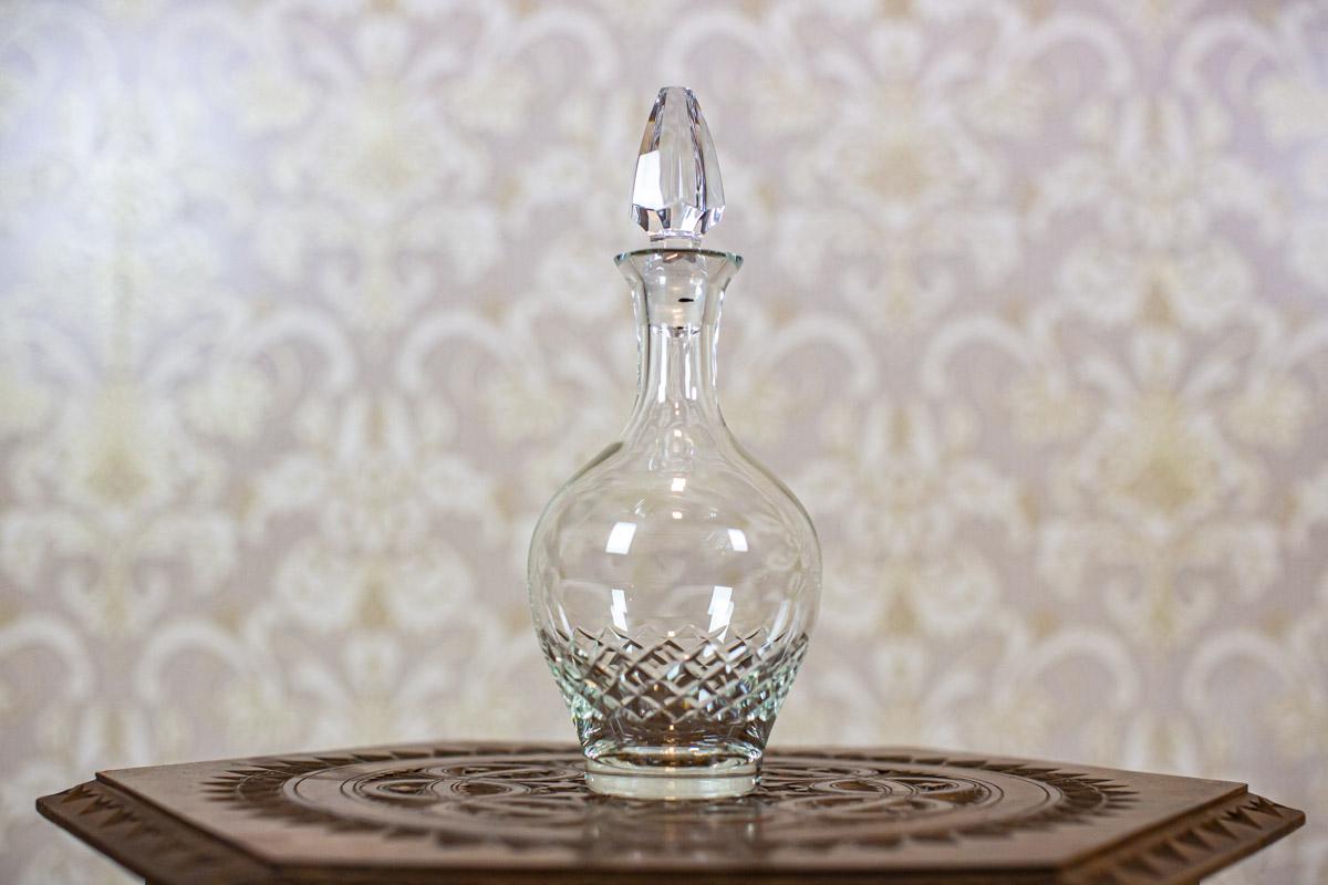 European Crystal Liquor Decanter from the Interwar Period - Bohemian cut For Sale