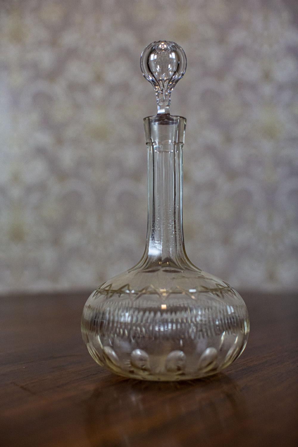 European Crystal Liquor Decanter from the Interwar Period For Sale