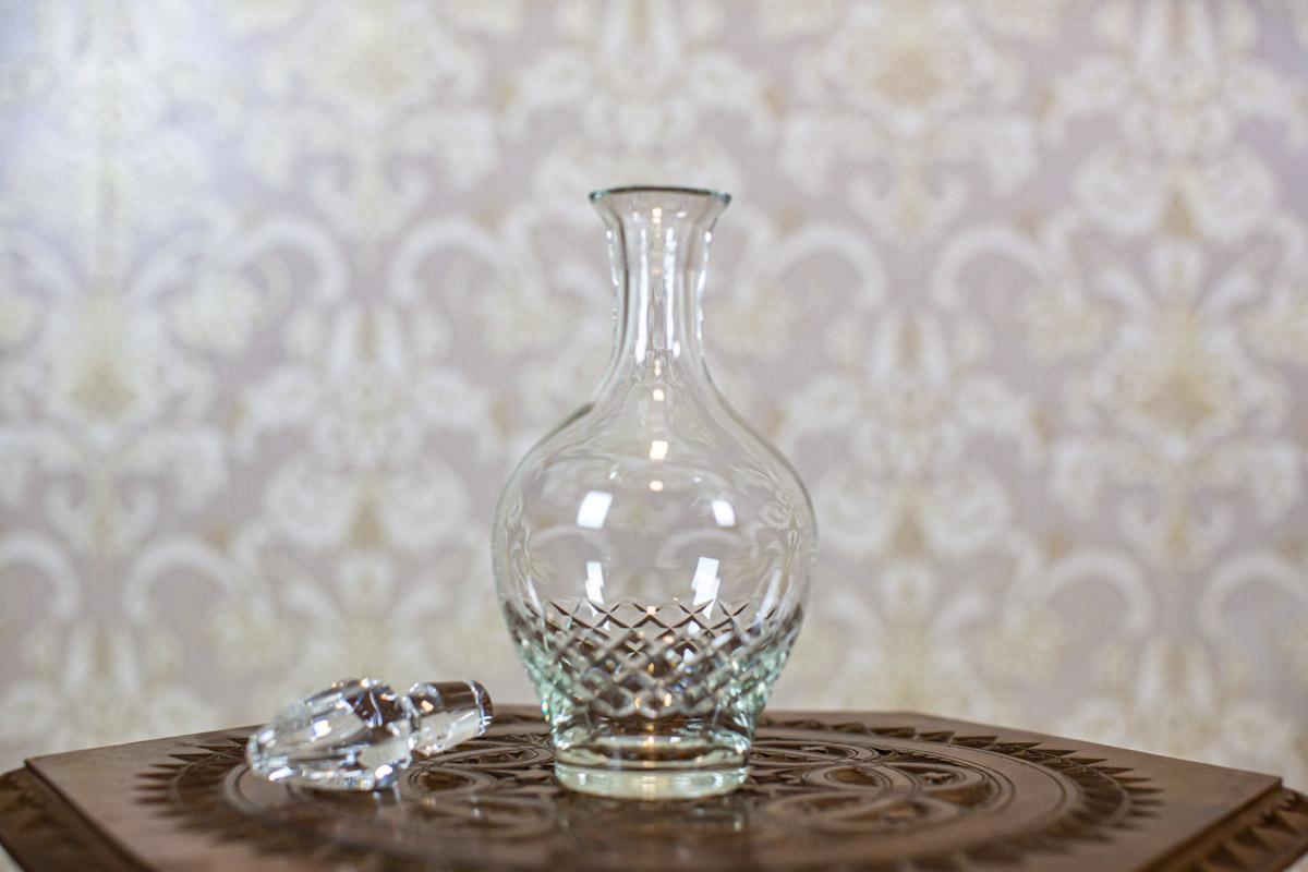 Crystal Liquor Decanter from the Interwar Period - Bohemian cut In Good Condition For Sale In Opole, PL