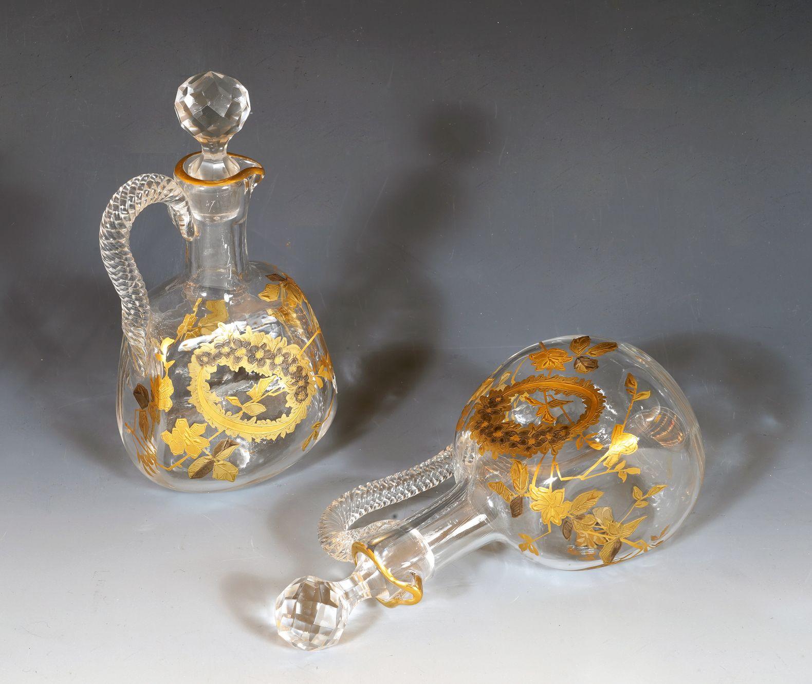 Dorato Servizio per liquori in cristallo attribuito a Baccarat, Francia, circa 1900 in vendita