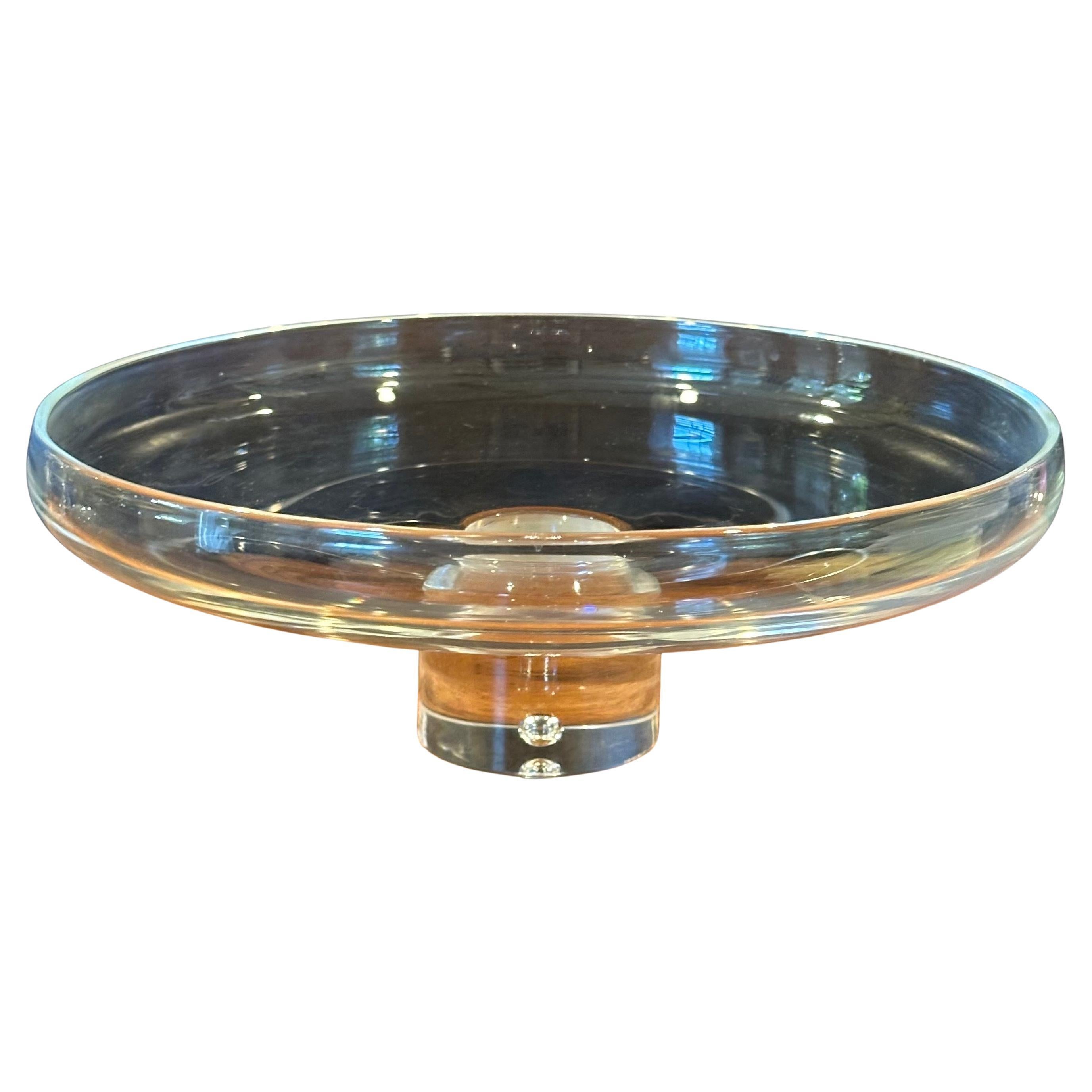 Bol à piédestal en cristal à profil bas de Steuben Glassworks