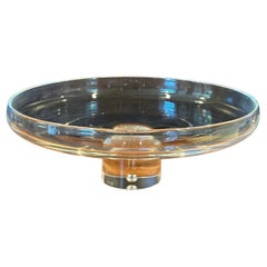 Bol à piédestal en cristal à profil bas de Steuben Glassworks