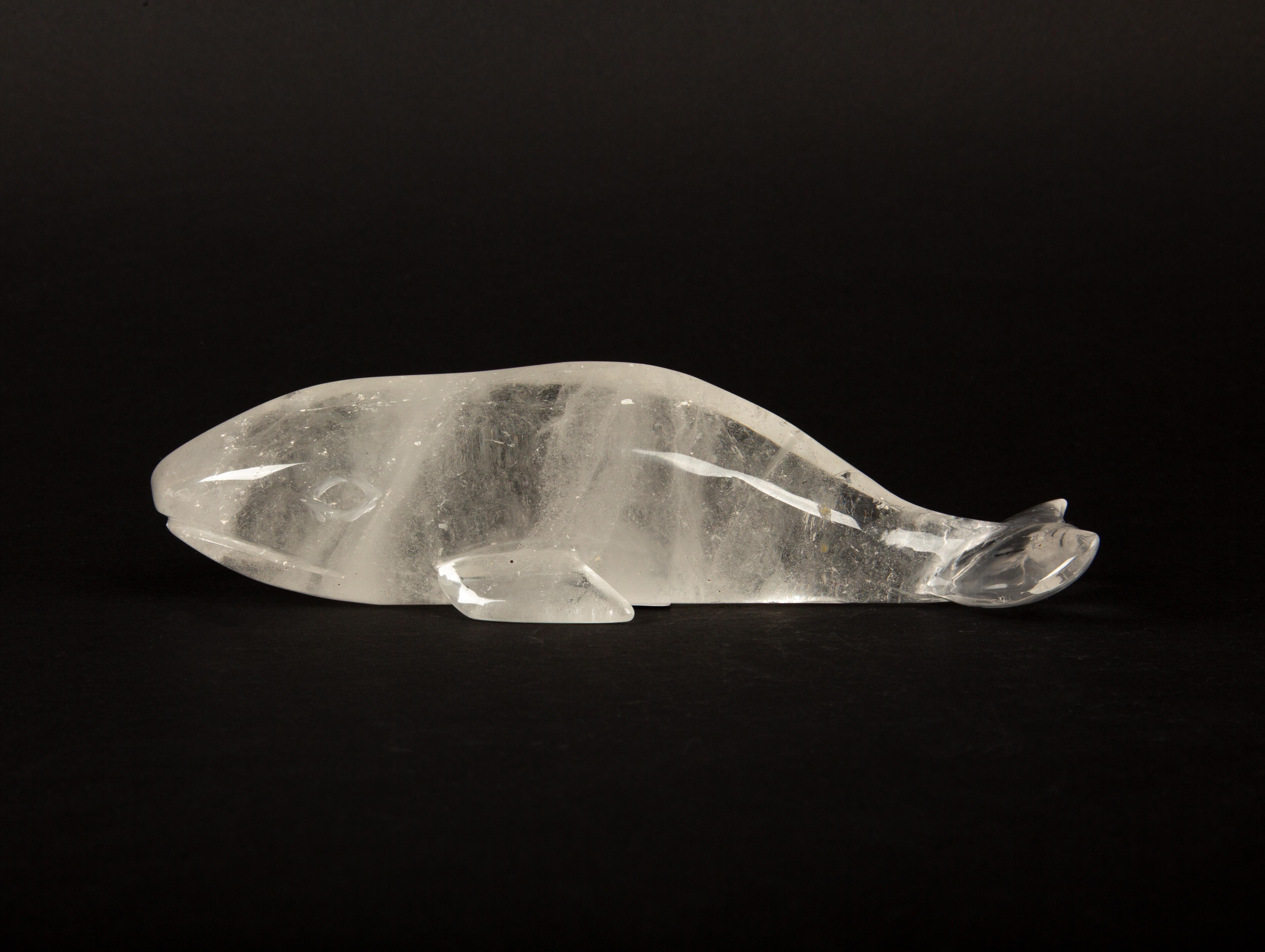 XXIe siècle et contemporain Crystal Majesty : Baleine en cristal de roche sculptée à la main en vente