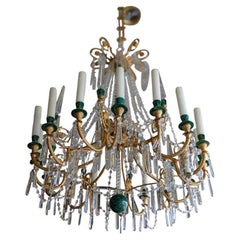 Lampadario in cristallo e malachite