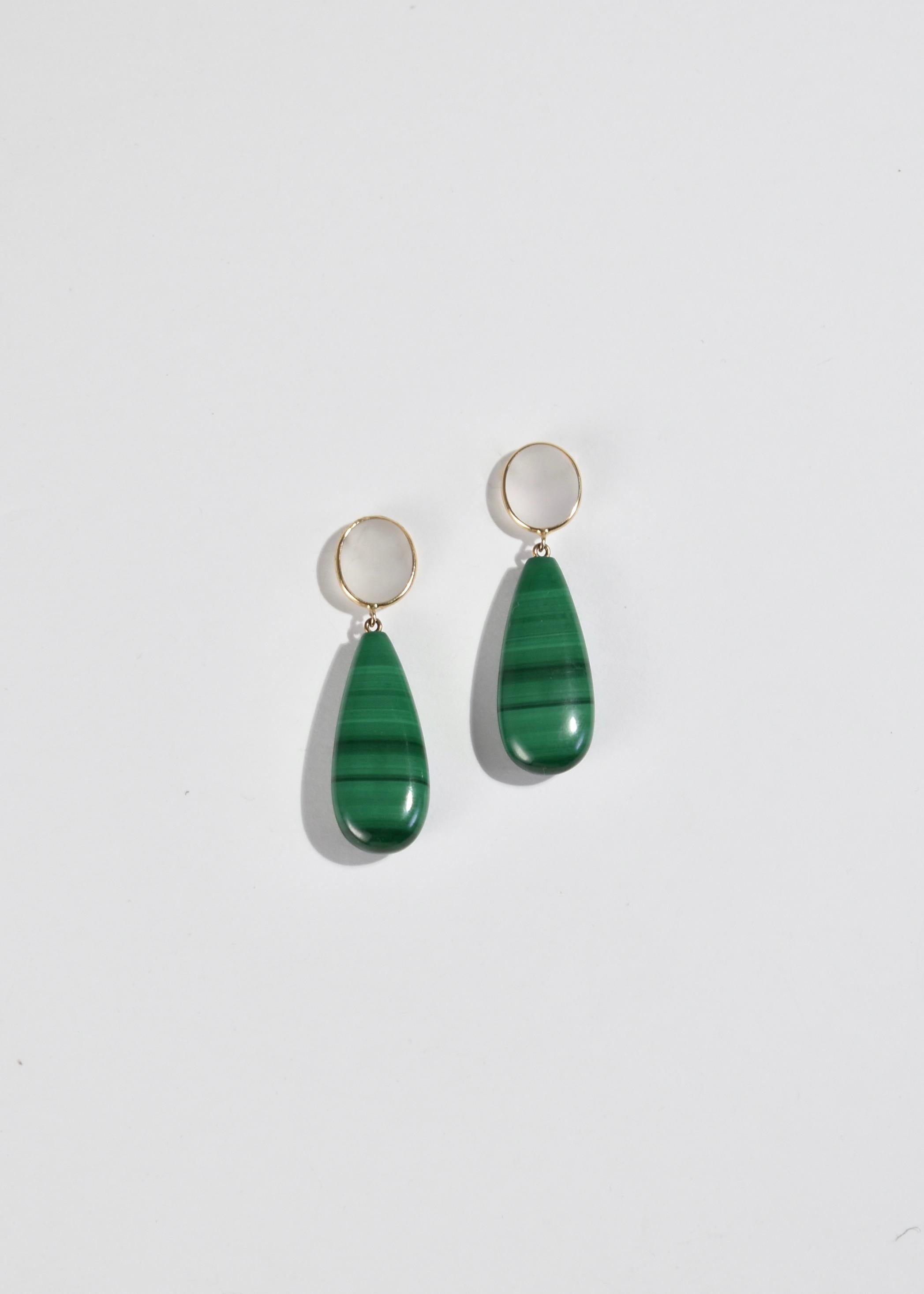 Crystal Malachite Earrings In Excellent Condition For Sale In Richmond, VA