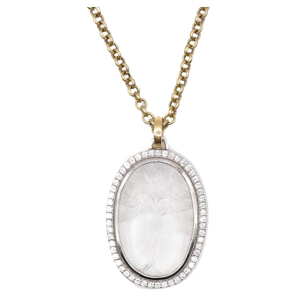 Mandrake-Halskette aus 18 Karat Weißgold mit Kristallkristall im Angebot