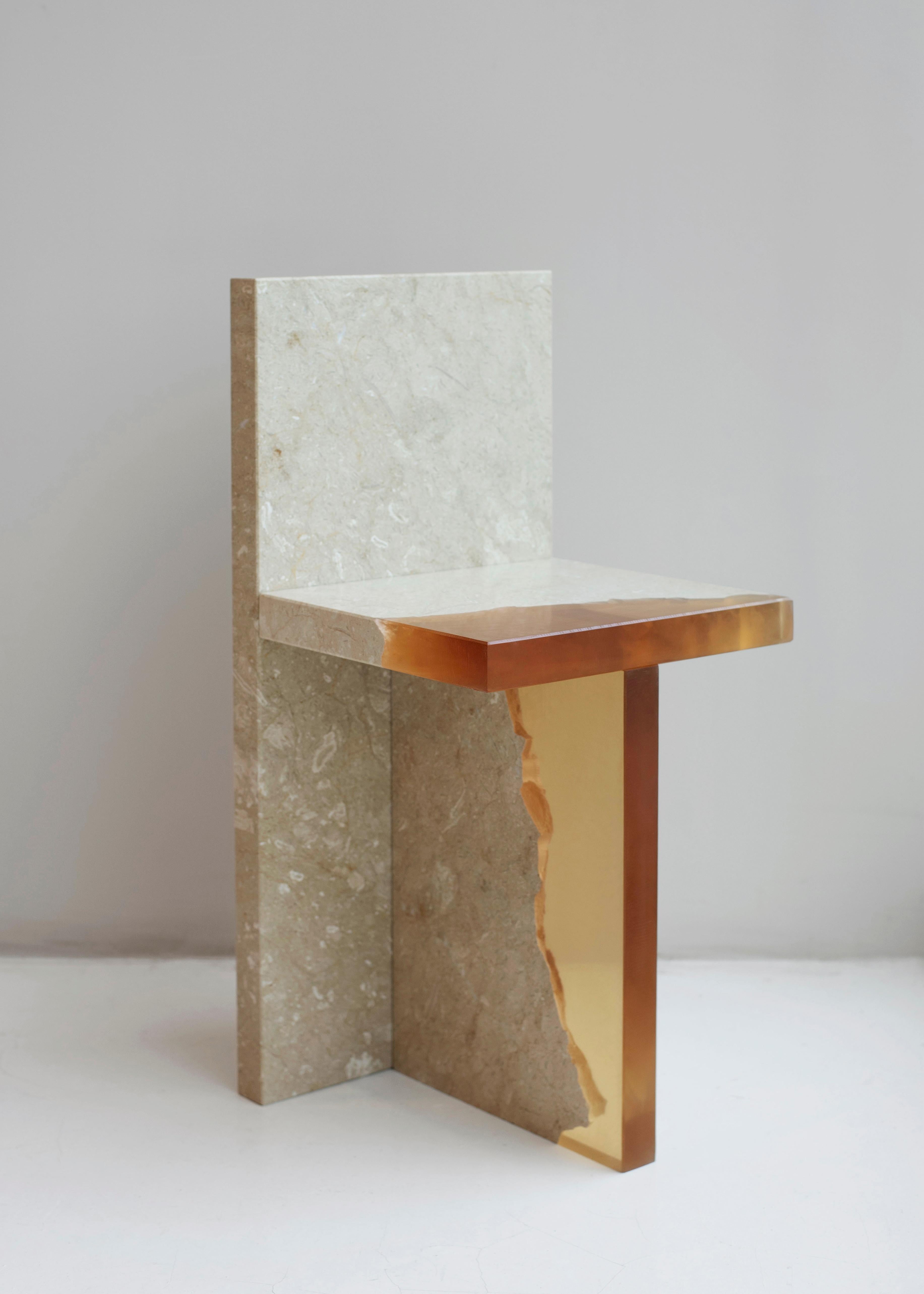Crystal marble fragment chair by Jang Hea Kyoung
Artist: Jang Hea Kyoung
Materials: Crystal resin and marble
Dimensions: 33 x 34 x 74 cm

Jang Hea Kyoung is based in Seoul, Republic of Korea. She searches for craft elements and makes modern