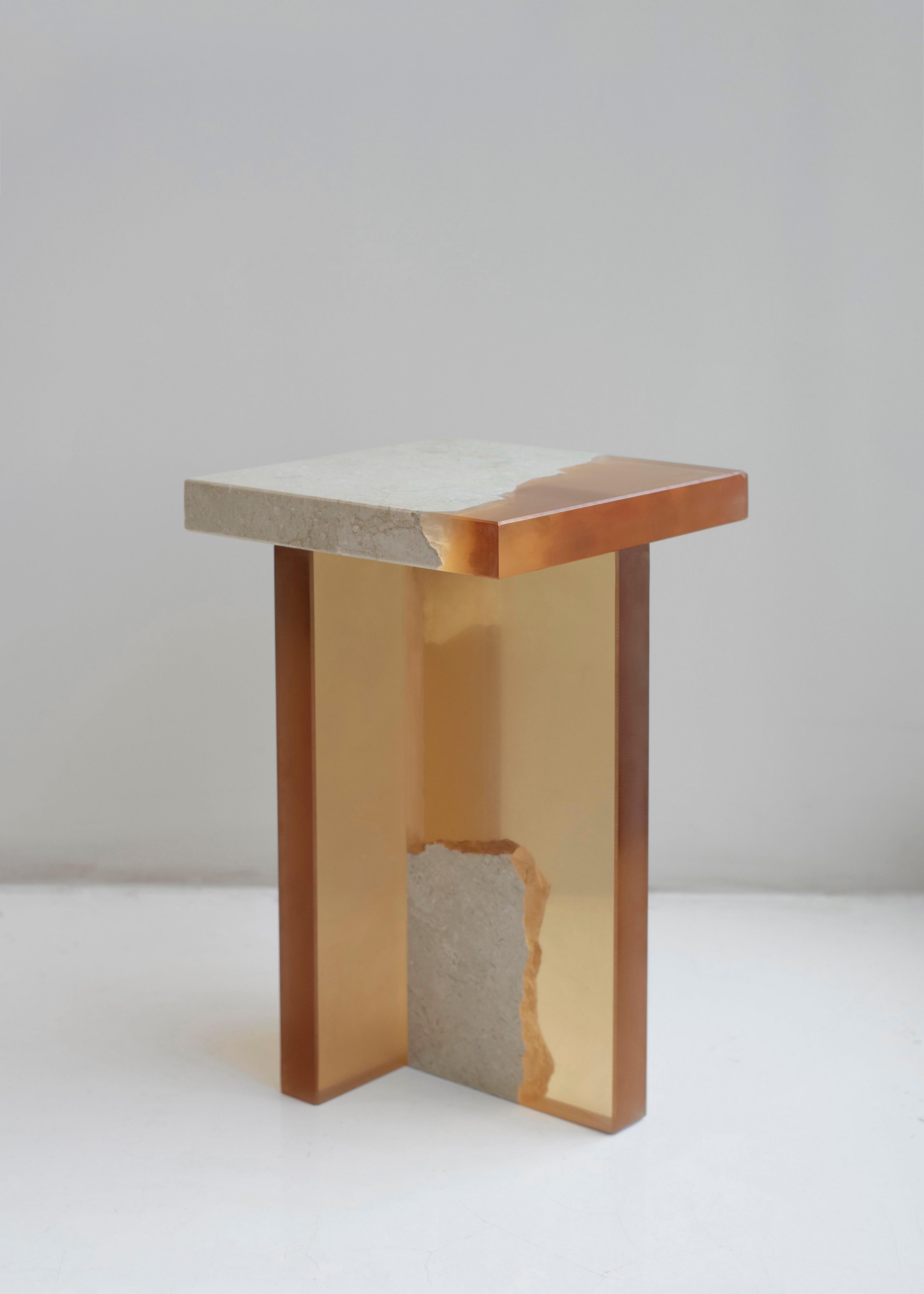 Crystal marble fragment side table by Jang Hea Kyoung.
Artist: Jang Hea Kyoung
Materials: Crystal resin and marble
Dimensions: 28 x 28 x 46 cm
Can also be used a stool.

Jang Hea Kyoung is based in Seoul, Republic of Korea. She searches for