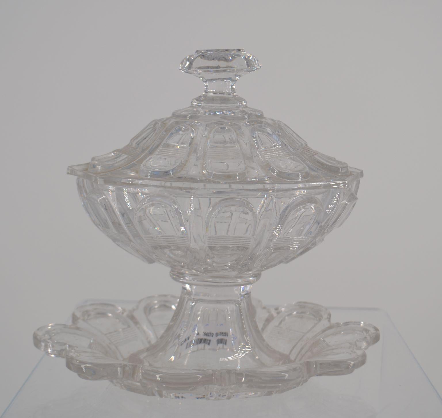 French Provincial Crystal marmalade server For Sale