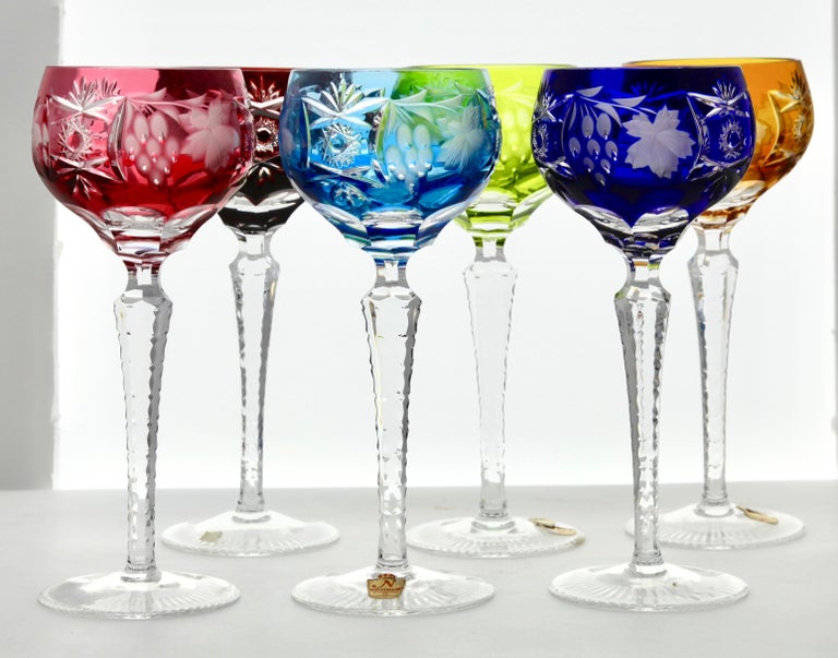 Crystal Mix Set of 6 Nachtmann Stem Glasses with Colored Overlay Cut to  Clear at 1stDibs | nachtmann crystal, nachtmann wine glasses, nachtmann  crystal glasses