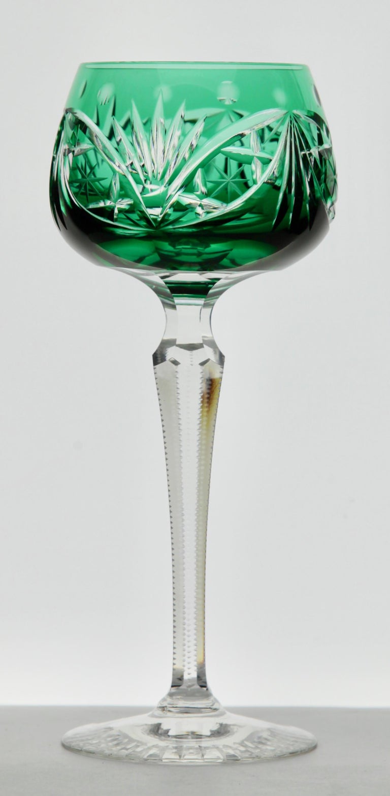 Crystal Mix Set of 6 Nachtmann Stem Glasses with Colored Overlay Cut to