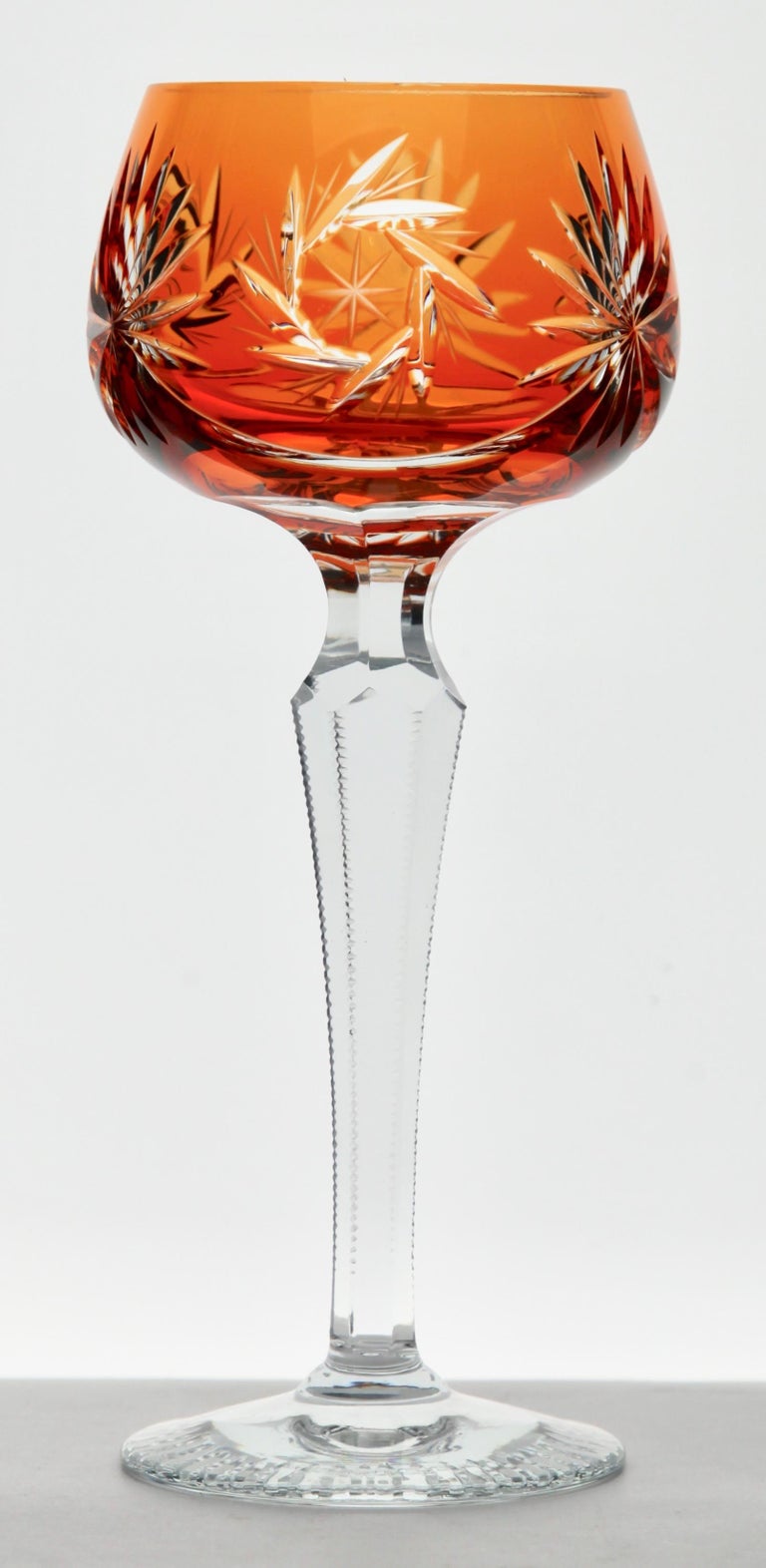 Set of 6 Wine Glasses Dark Orange Leaf