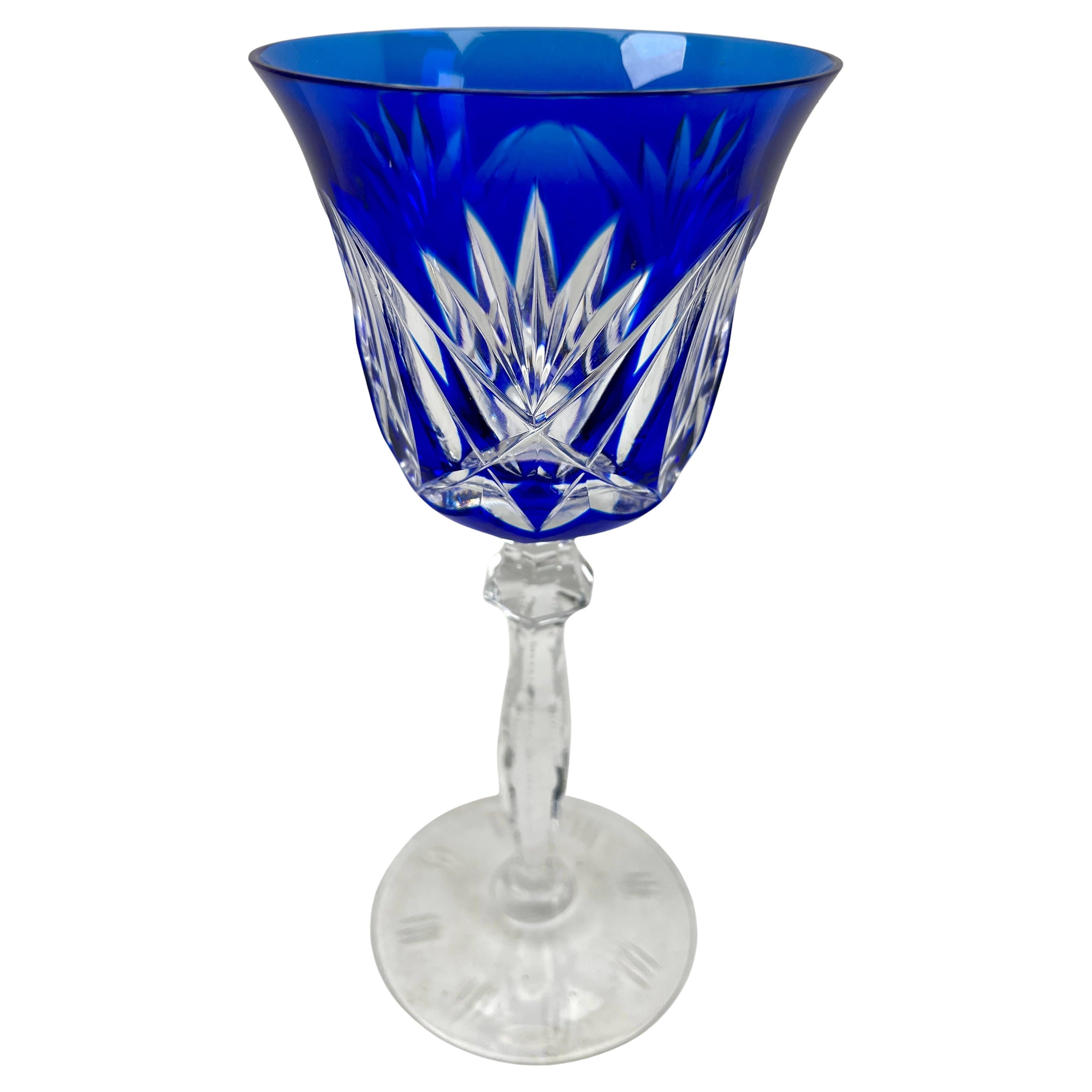 Crystal Mix Set of 6 Nachtmann Stem Glasses with Colored Overlay Cut to Clear In Good Condition In Verviers, BE