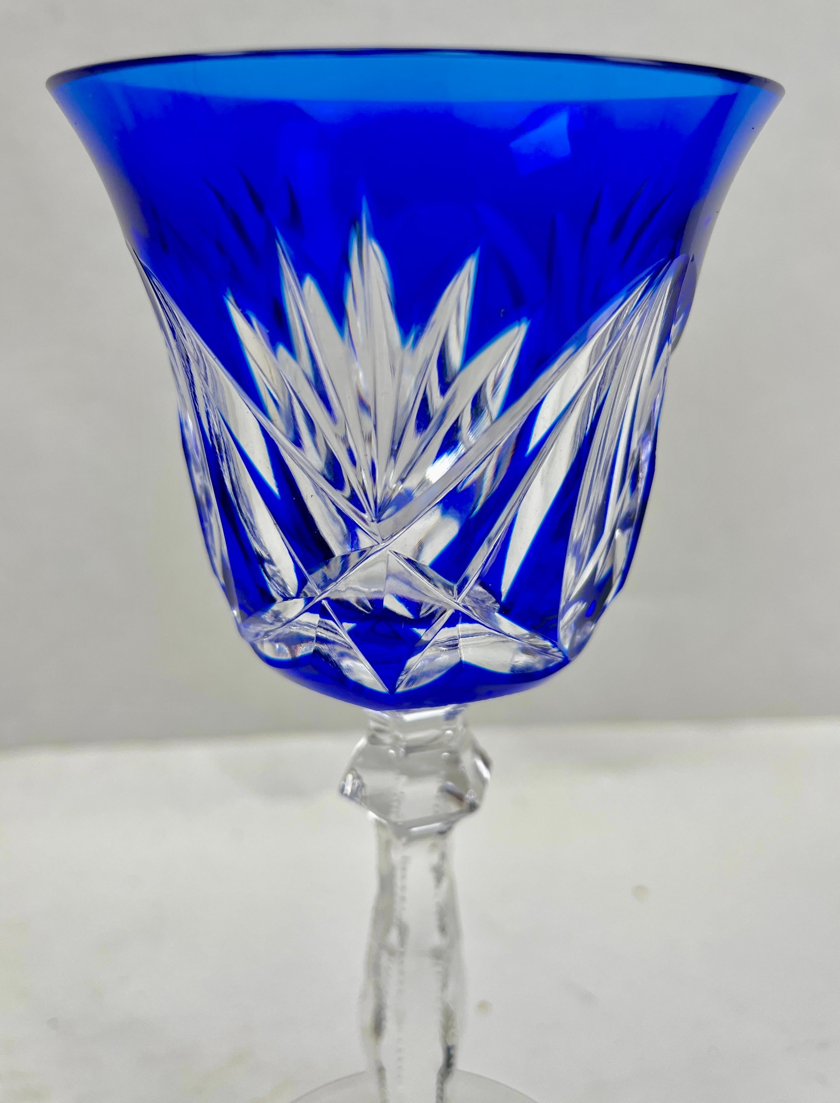 Crystal Mix Set of 6 Nachtmann Stem Glasses with Colored Overlay Cut to Clear 1
