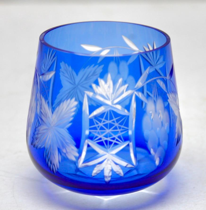 Crystal Mix Set of 6 Nachtmann Water Glasses with Colored Overlay Cut to Clear In Good Condition In Verviers, BE
