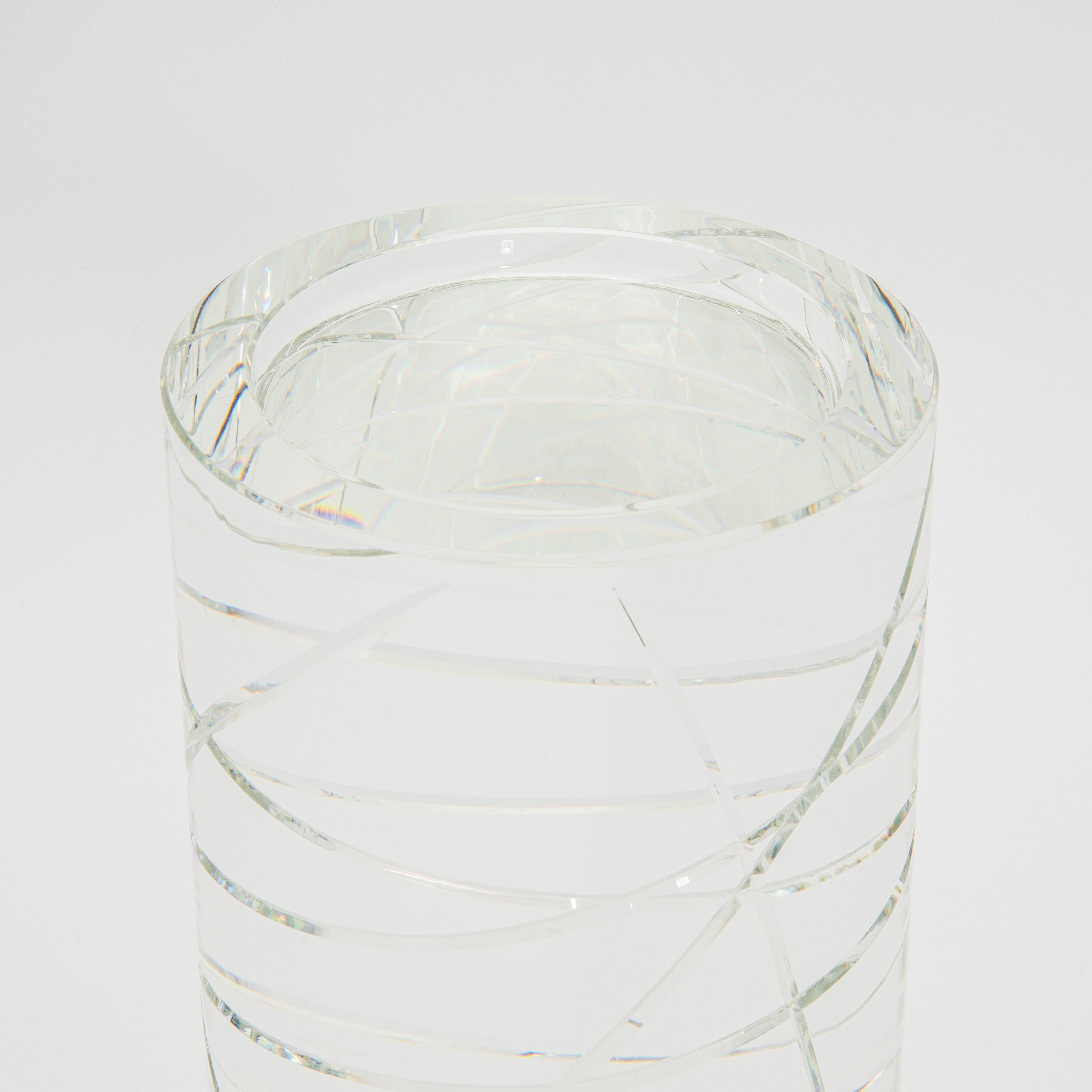 American Crystal Modern Pillar by KA Glass For Sale