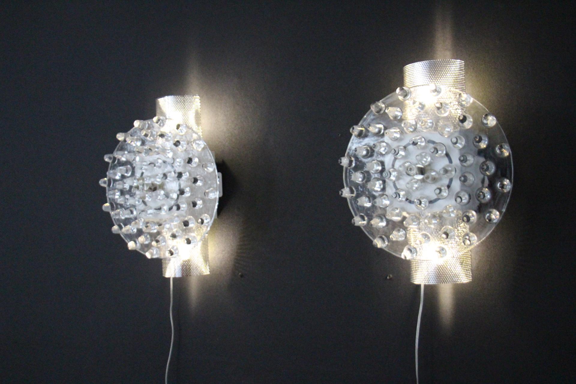 Cristallo  Luci da parete in vetro di Murano e argento a forma di disco grande in vendita 8