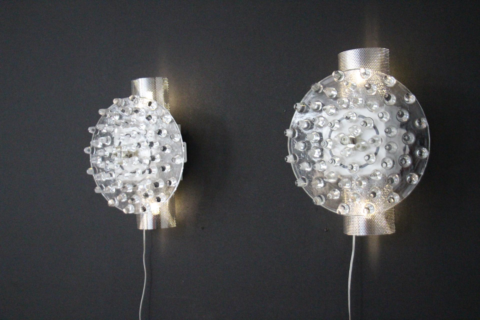 Cristallo  Luci da parete in vetro di Murano e argento a forma di disco grande in vendita 9