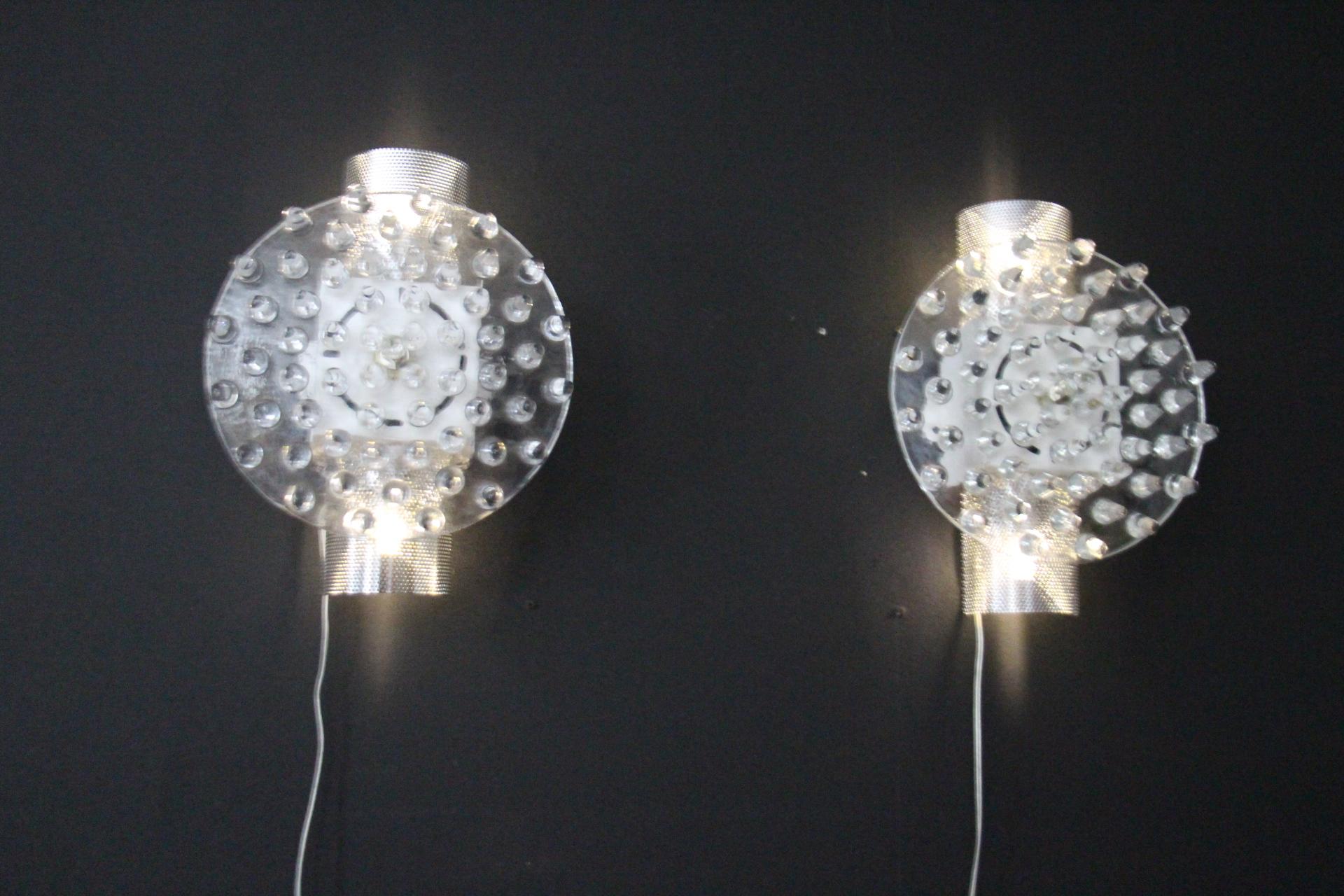 Cristallo  Luci da parete in vetro di Murano e argento a forma di disco grande in vendita 11