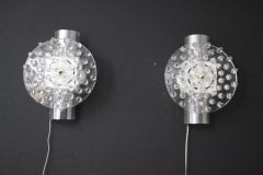 Crystal  Murano Glass And Silver Wall Lights In Large Disc Shape