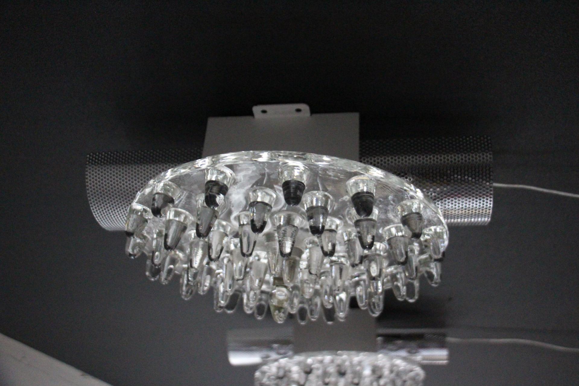 Cristallo  Luci da parete in vetro di Murano e argento a forma di disco grande in vendita 1
