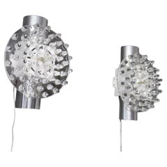 Crystal  Murano Glass And Silver Wall Lights In Large Disc Shape