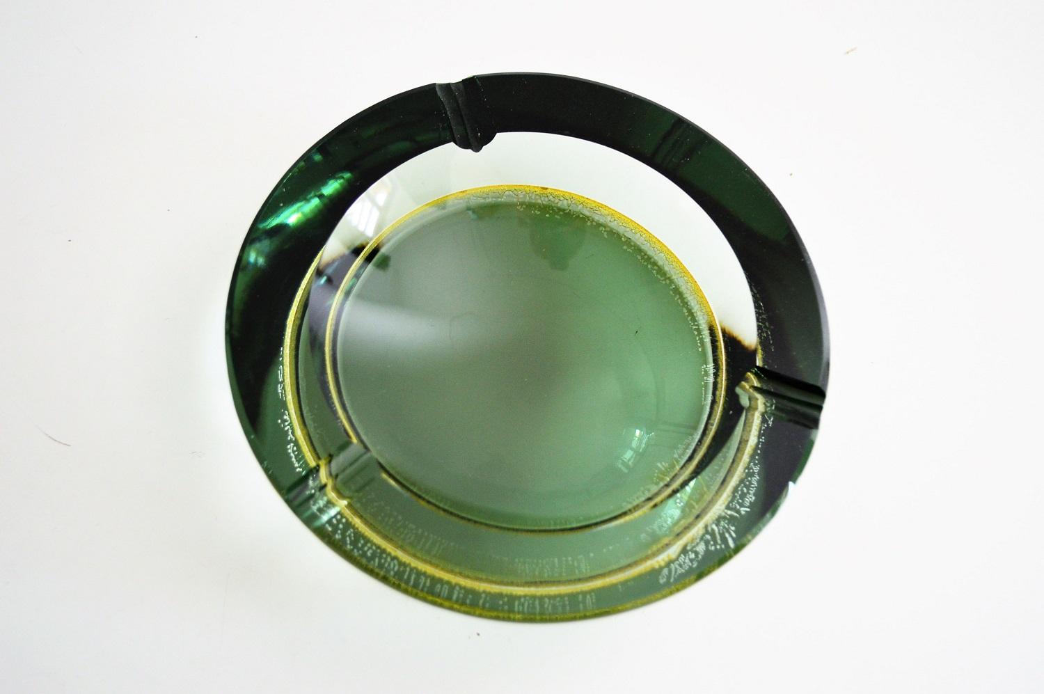 Italian Crystal Murano Glass Ashtray with Lion Paw Metal Holder, 1960s
