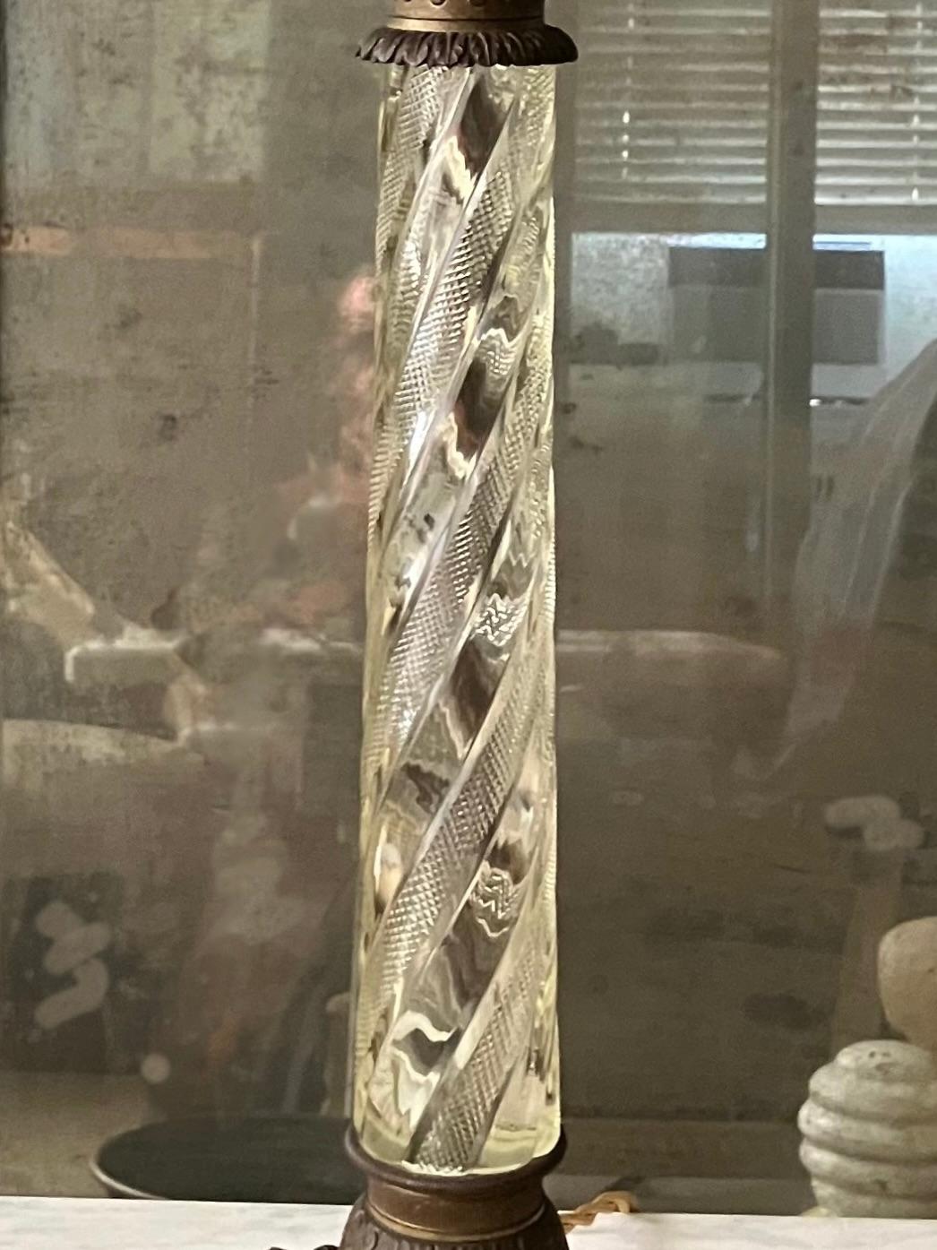 American Crystal Neoclassical Style Column Lamp For Sale