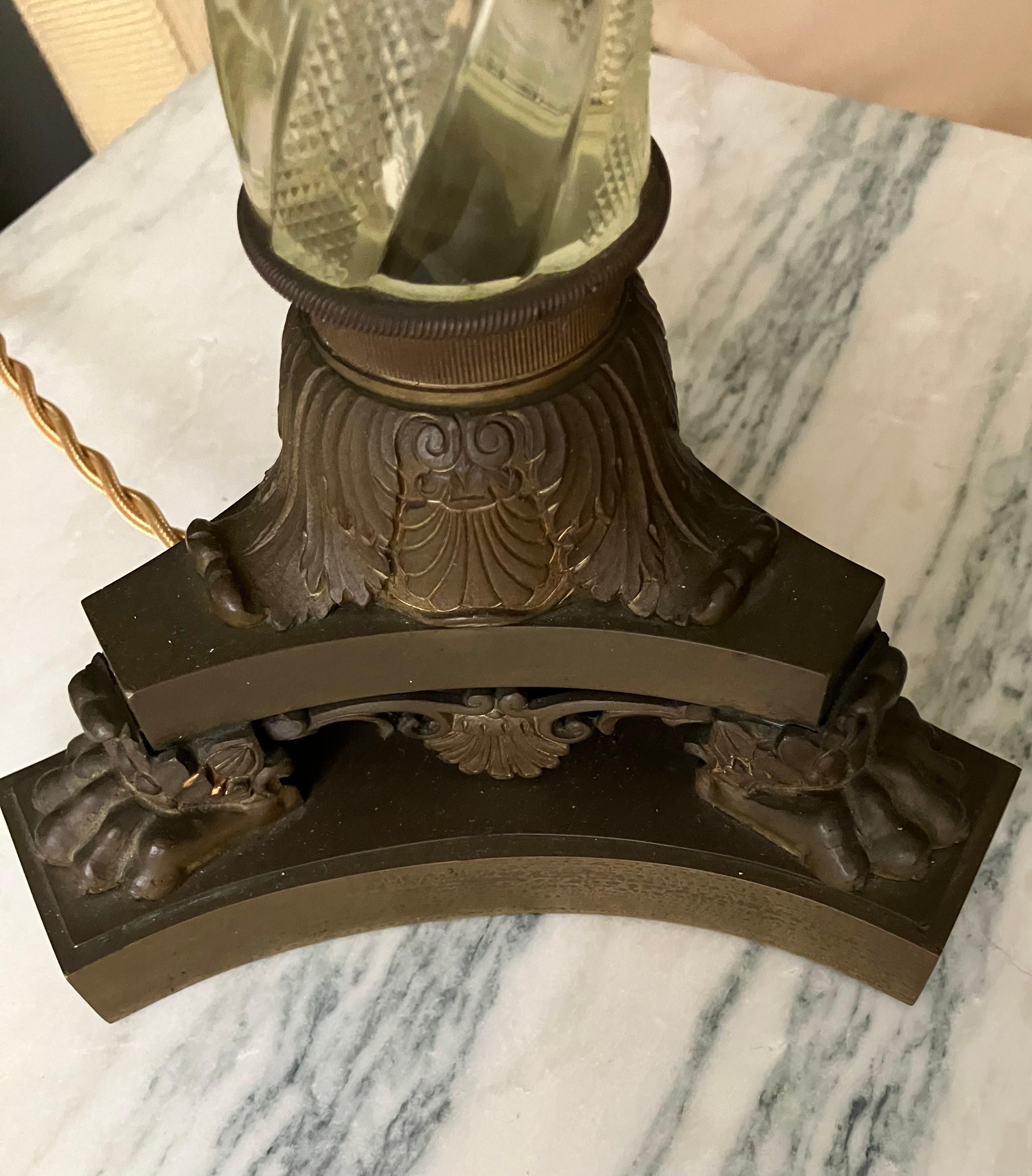 Crystal Neoclassical Style Column Lamp In Good Condition For Sale In New York, NY