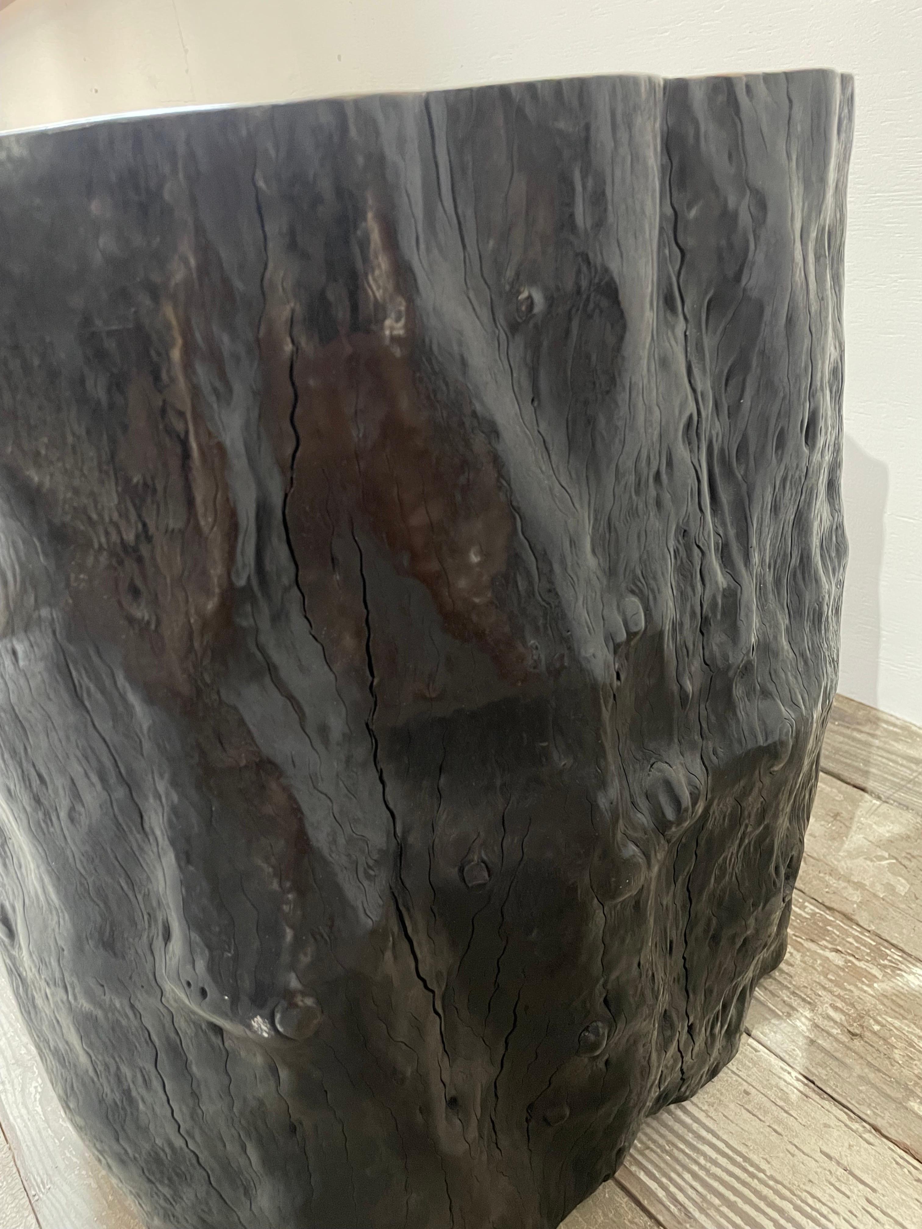 Asian Crystal Nichols Lychee Wood Stump Side Table For Sale