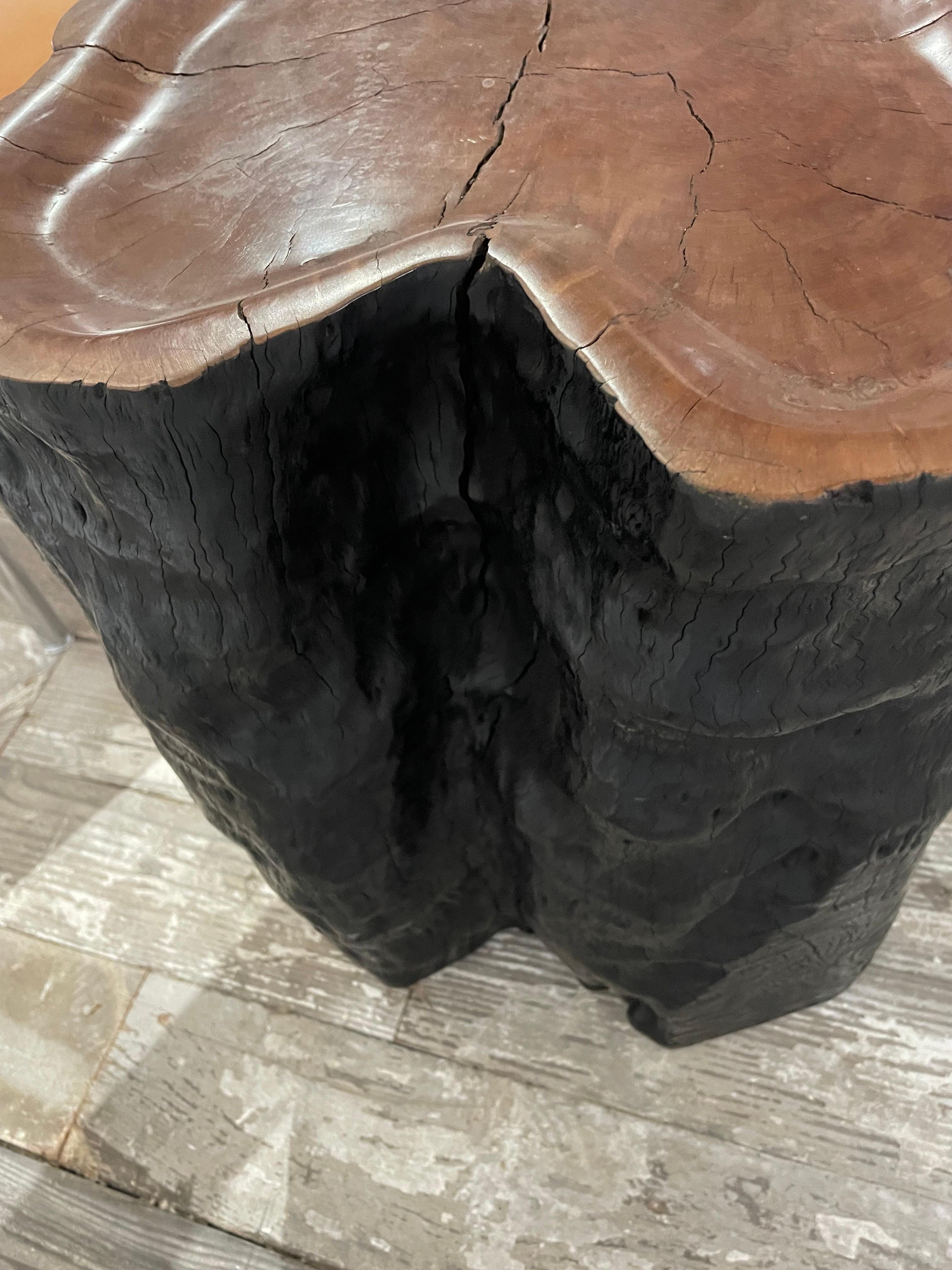 Crystal Nichols Lychee Wood Stump Side Table In Excellent Condition For Sale In San Angelo, TX