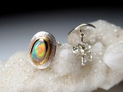 Crystal Opal Studs Earrings silver Natural Australian Red Blue Green Gemstone