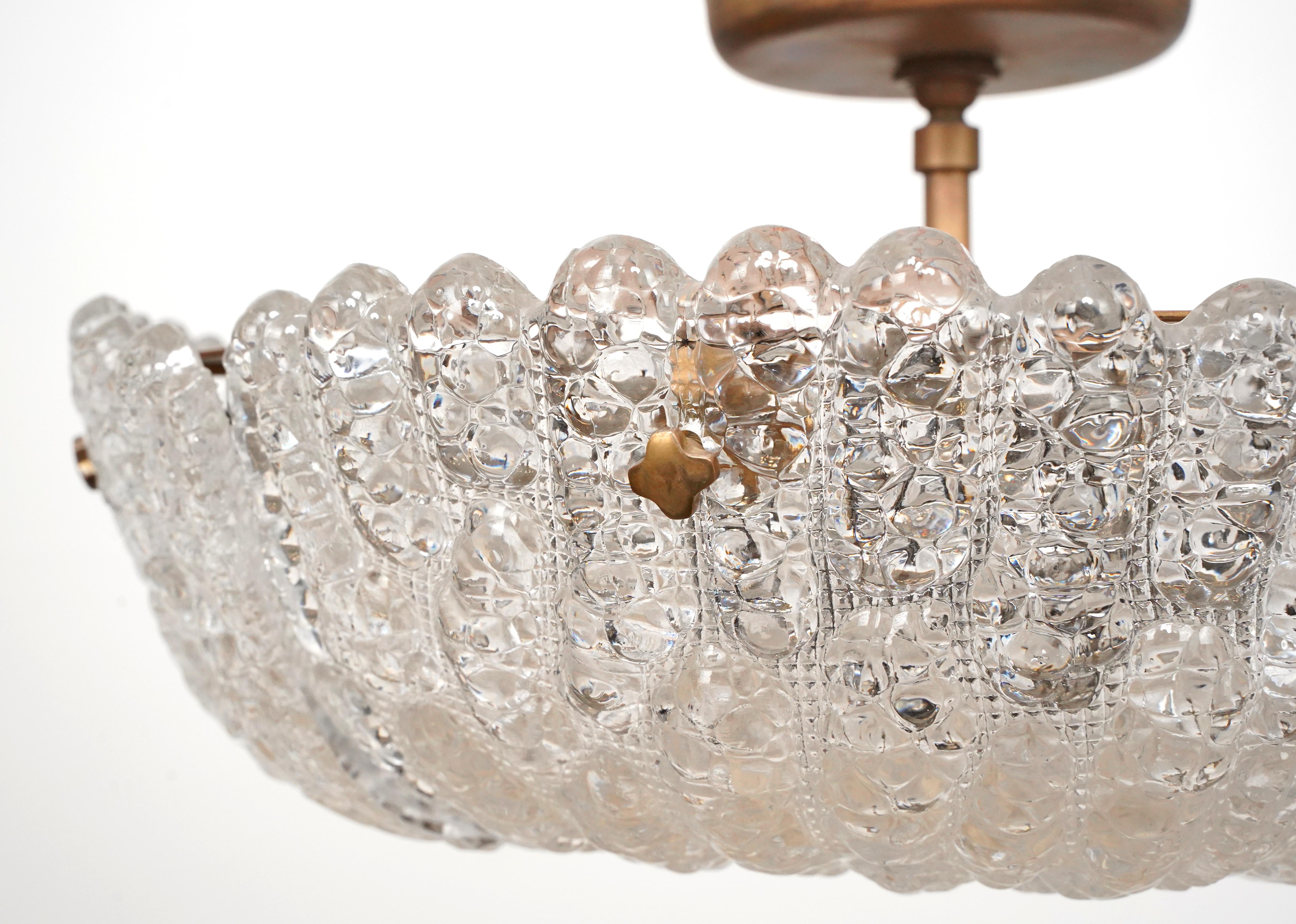 Mid-Century Modern Lampe suspendue en cristal Orrefors Embassy de Carl Fagerlun en vente