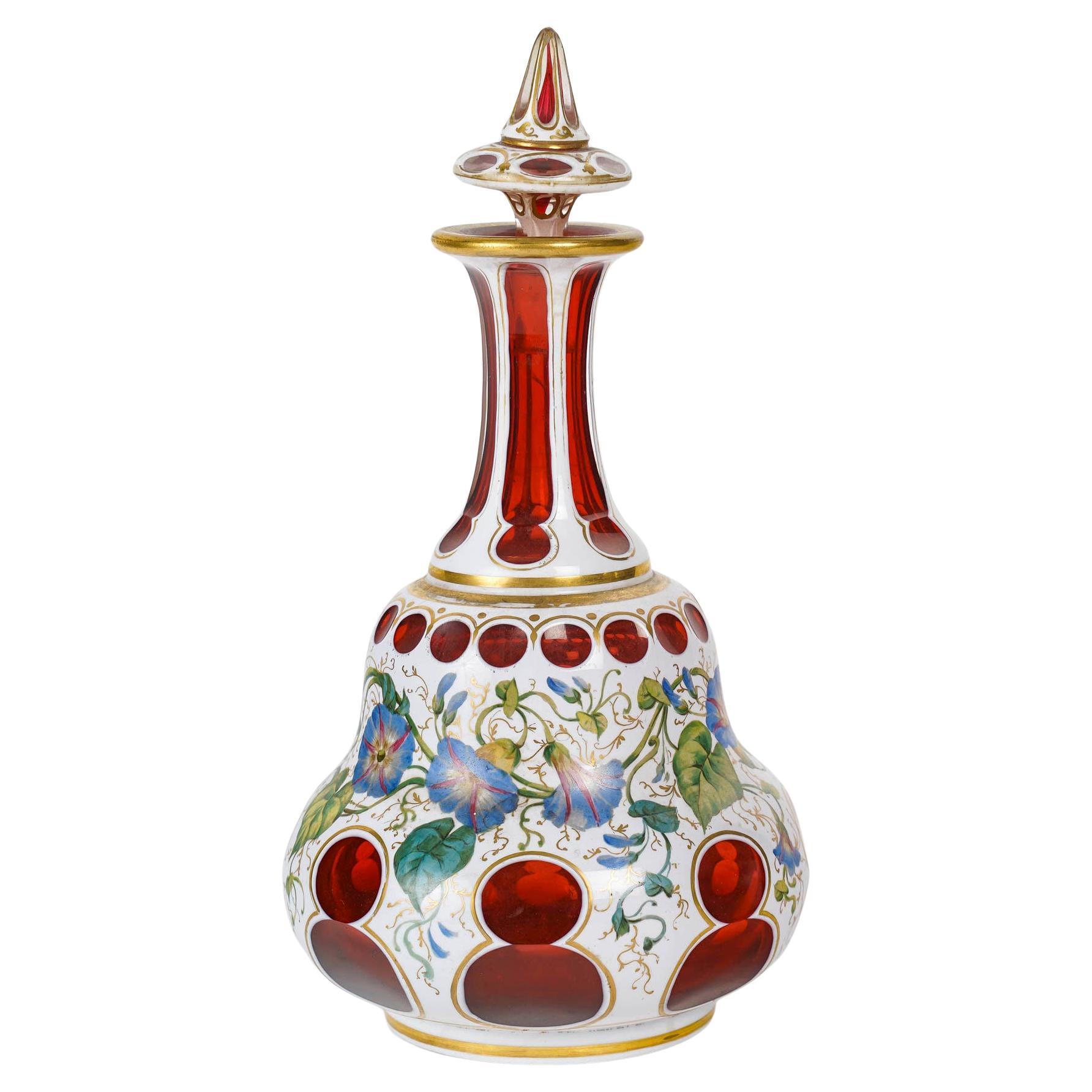Crystal Overlay Bottle, 19th Century, Napoleon III Period. For Sale