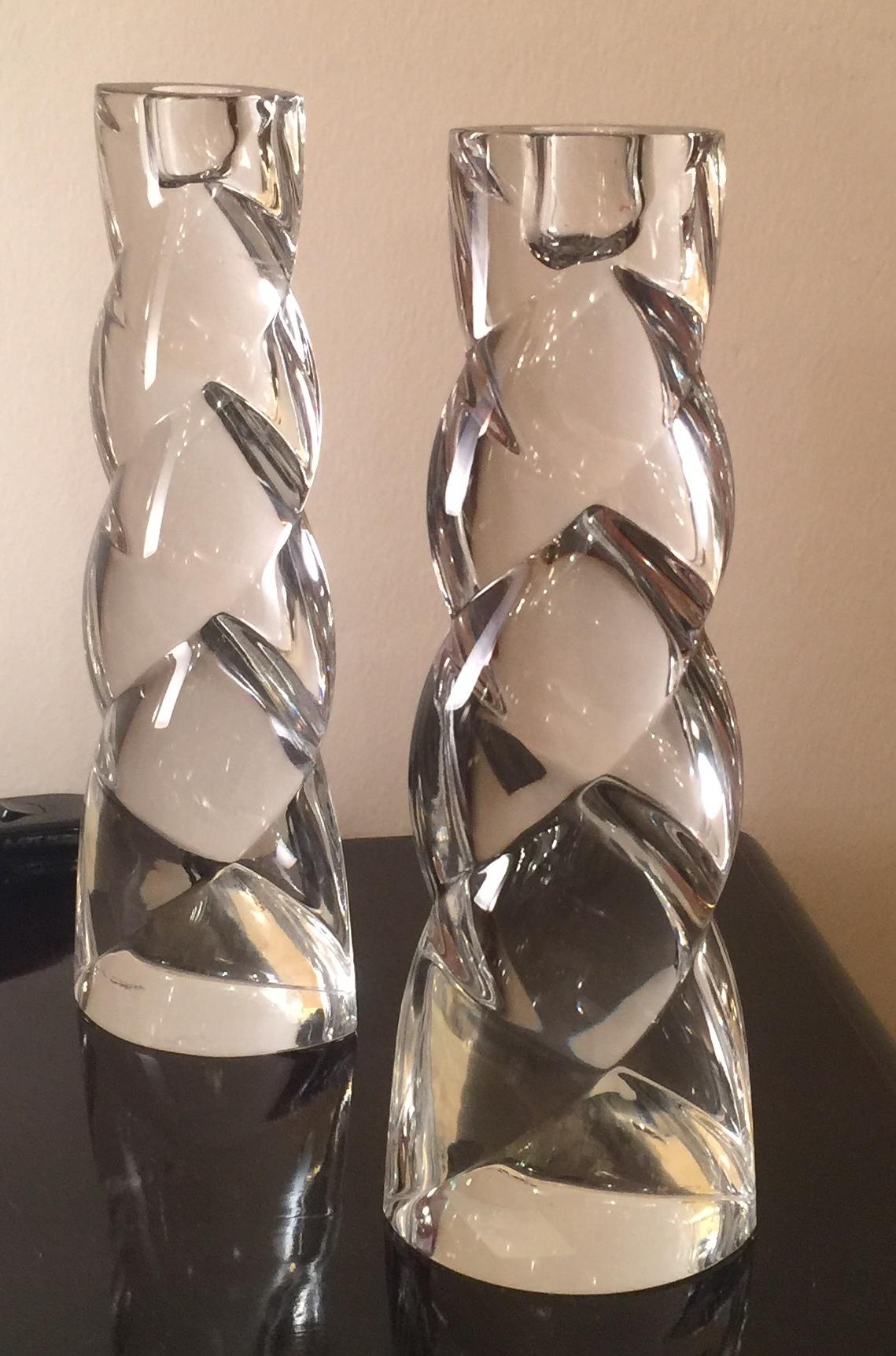 Crystal Pair of Candles, 1930, Sign, Rogaska 'Slovenia' For Sale 1