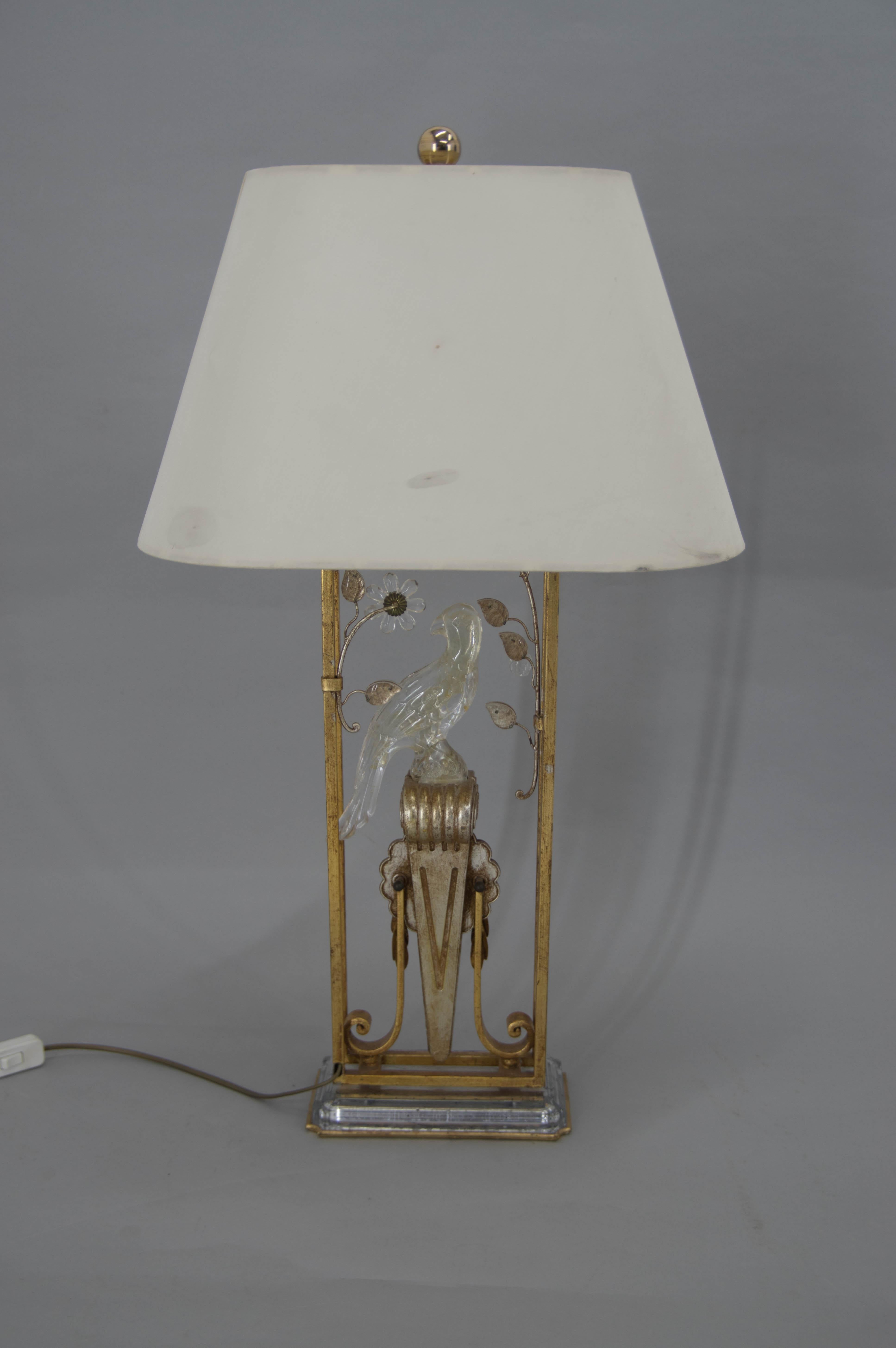 Crystal Parrot Table Lamp Attributed to Maison Bagues, 1970s For Sale 3