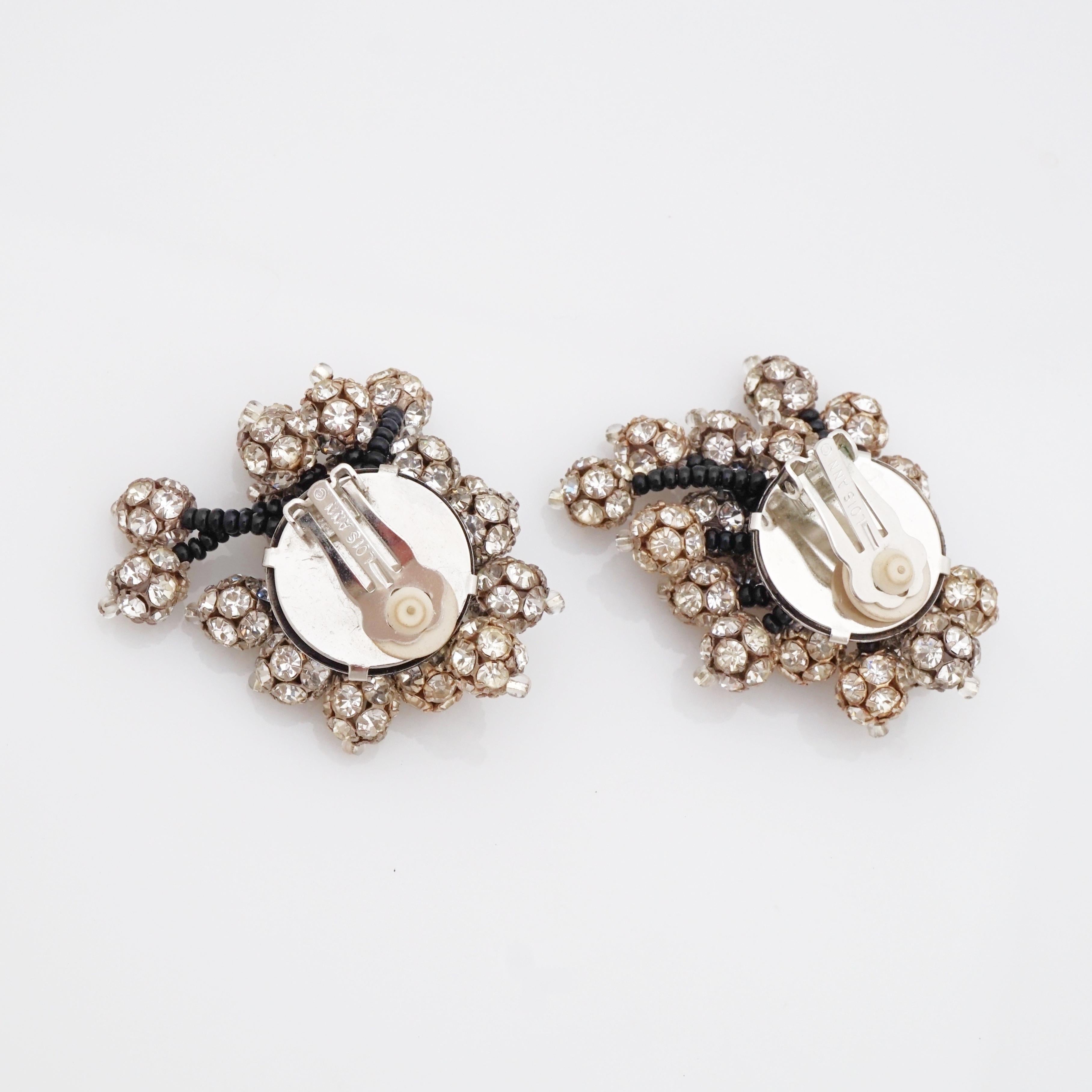 Crystal Pavé Ball Cluster Statement Earrings By Lois Ann, 1980s In Good Condition In McKinney, TX