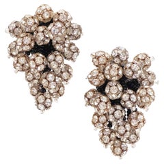 Crystal Pavé Ball Cluster Statement Earrings By Lois Ann, 1980s