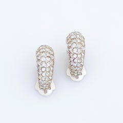 Crystal Pavé Half Hoop Earrings By Ledo, 1950s