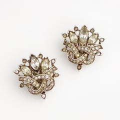 Crystal & Pavé Knot Earrings By Alfred Philippe For Crown Trifari, 1940s
