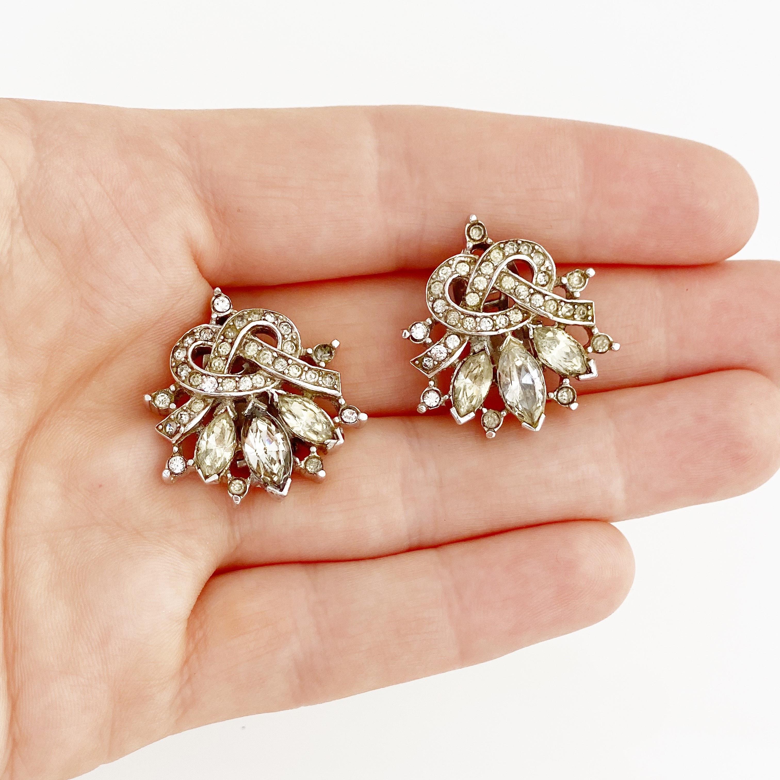 Crystal & Pavé Knot Earrings By Alfred Philippe For Crown Trifari, 1940s 1