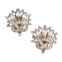 Crystal & Pavé Knot Earrings By Alfred Philippe For Crown Trifari, 1940s