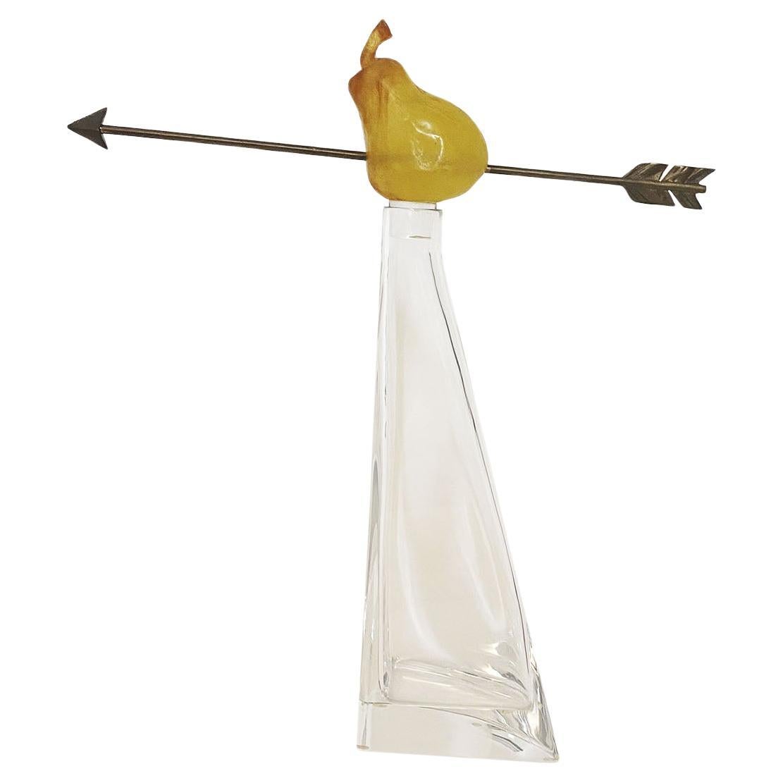 Crystal Pear and Arrow Decanter by Hilton McConnico for Daum, France, 1990s. For Sale