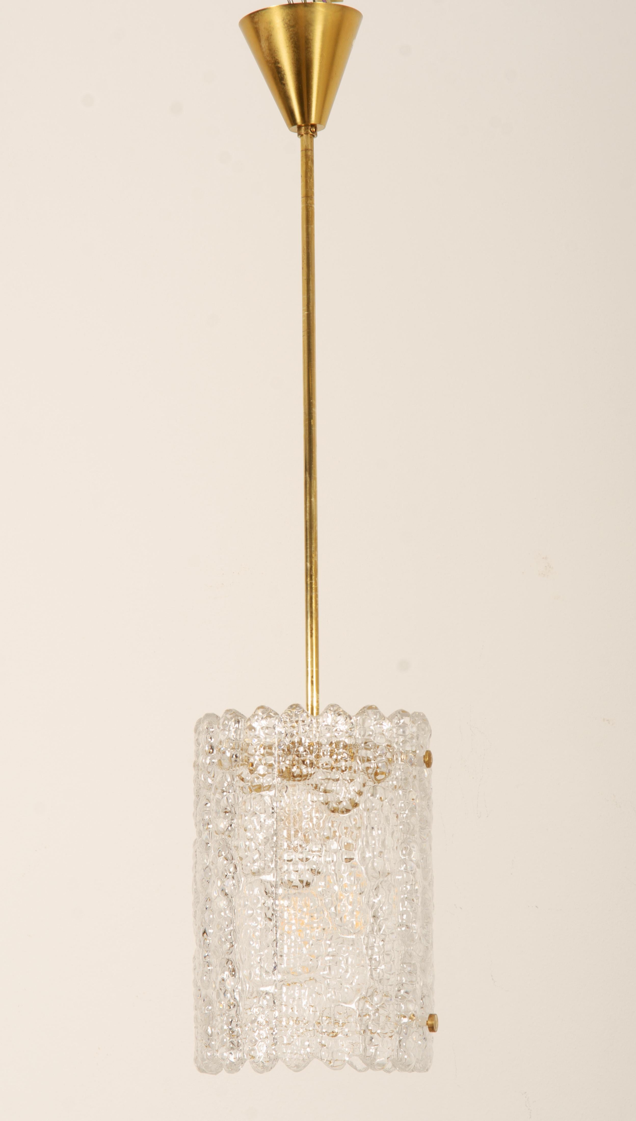 Brass Crystal Pendant by Carl Fagerlund for Orrefors, Sweden For Sale