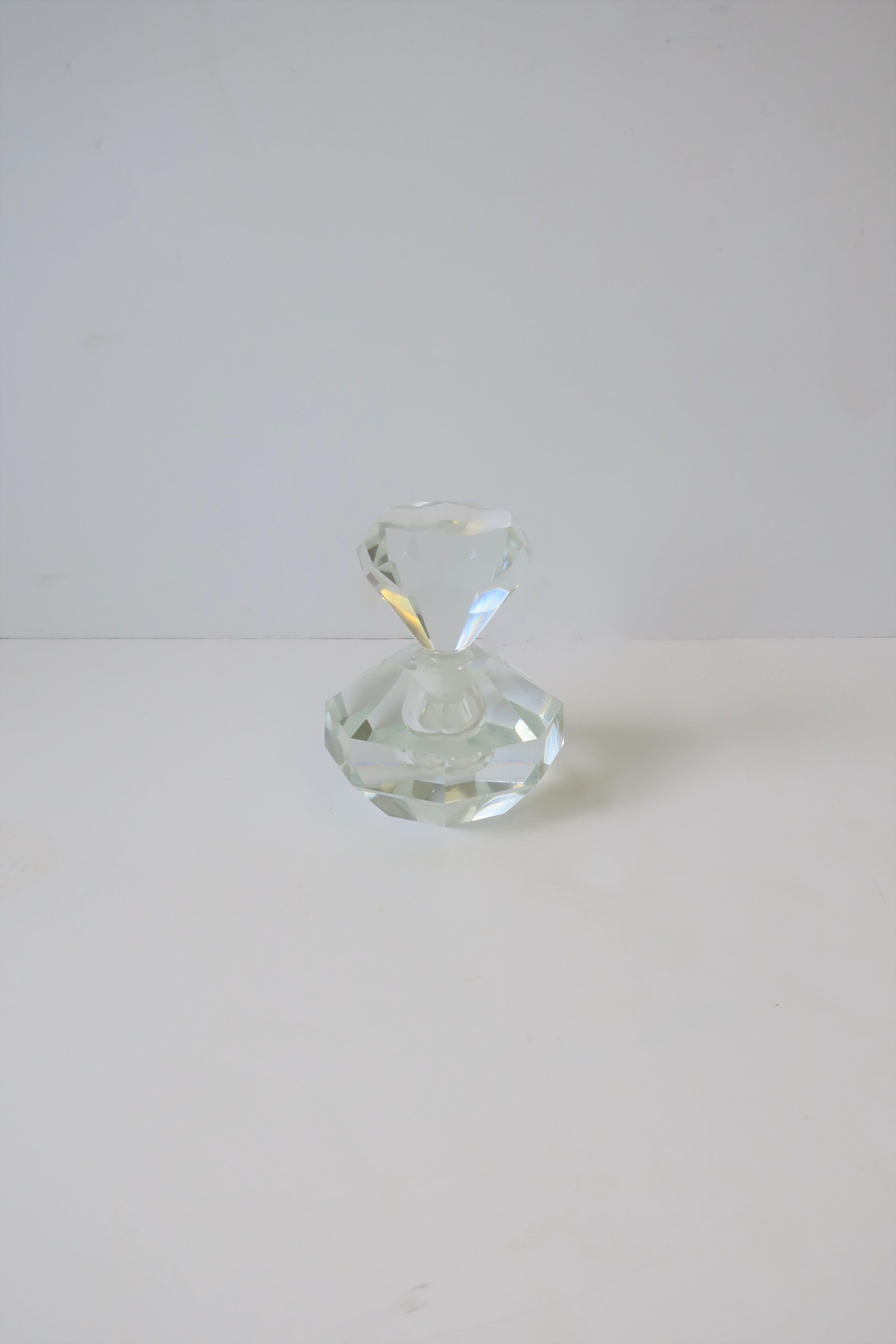 Faceted Crystal Perfume Vanity Bottle in the Hollywood Regency Style For Sale