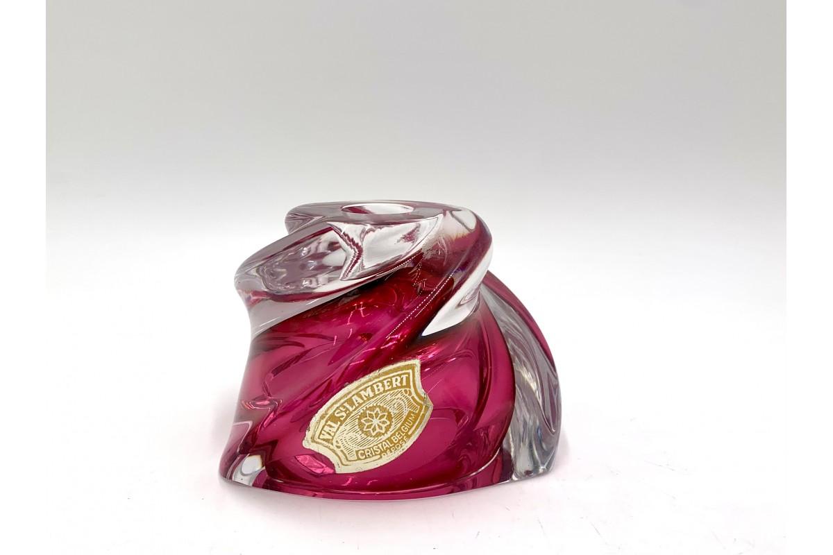 Chandelier rose en cristal, Val St. Lambert, Belgique, années 60 Bon état - En vente à Chorzów, PL